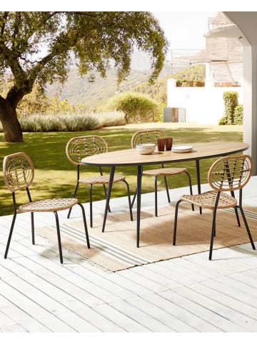 Beliani 4er-Set Gartenstuhl PRATELLO in Naturfarben/Beige/Schwarz