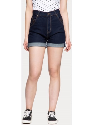 Queen Kerosin Short "Denim Short High Waist" in Blau