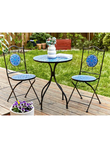 Beliani Gartentisch CIGLIANO in Schwarz/Blau - (W) 60 x (H) 75 x (L) 60 cm