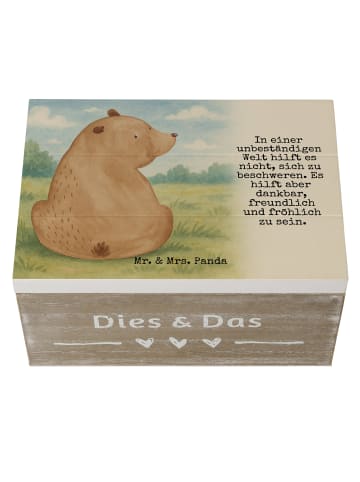 Mr. & Mrs. Panda Holzkiste Bär Schulterblick Design mit Spruch in Weiß