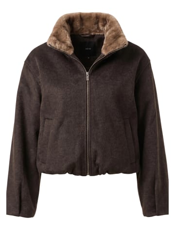 Zero  Casual-Jacke mit Kunstfellkragen in Dark Brown Melange