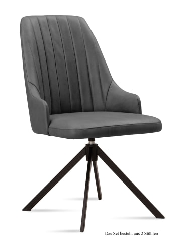 58 aufm Kessel ESSZIMMERSTUHL drehbar (2er-Set) Denise 52x91x60 Schwarz/Grau