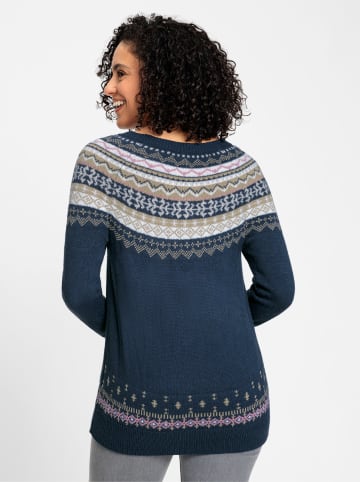 WITT WEIDEN Jacquard-Pullover in marine-ecru-gemustert