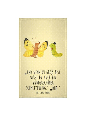 Mr. & Mrs. Panda Gästehandtuch Raupe Schmetterling mit Spruch in Gelb Pastell