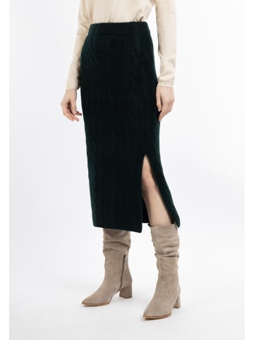 DreiMaster Vintage Damen Strick Midirock in Dunkelgrün