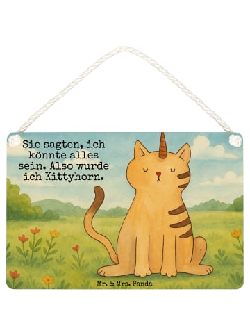 Mr. & Mrs. Panda Schild Einhorn Katze Design mit Spruch in Weiß