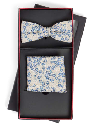CG Fliege und Einstecktuch in beige indigo - 0001