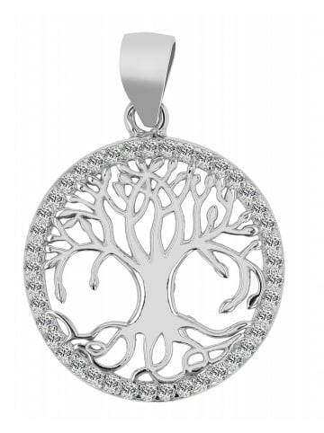 Adeliás Damen Anhänger Lebensbaum aus 925 Silber mit Zirkonia in silber