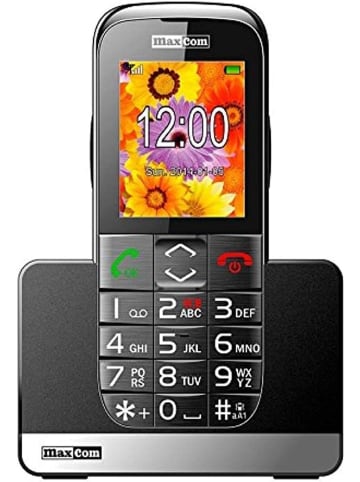 Maxcom Großtasten Multi-Media Handy micro-SIM (5,6 cm (2,2 Zoll) Farbdisplay in Schwarz