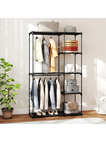 HOMCOM Stoffschrank-111L x 43B x 185H cm-Schwarz