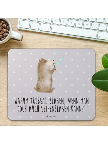 Mr. & Mrs. Panda Mauspad Bär Seifenblasen mit Spruch in Grau Pastell