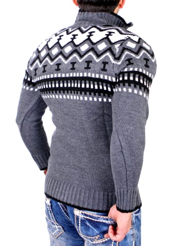 RESLAD Strickpullover Troyer Norweger in anthrazit