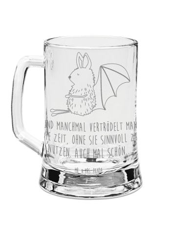 Mr. & Mrs. Panda Gravur Bierkrug Fledermaus Sitzen mit Spruch in Transparent