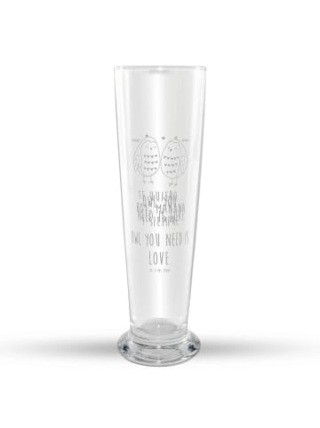 Mr. & Mrs. Panda Weizenbierglas Eulen Liebe mit Spruch in Transparent