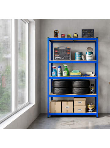 relaxdays Schwerlastregal in Blau/ Braun - (B)100 x (H)200 x (T)40 cm