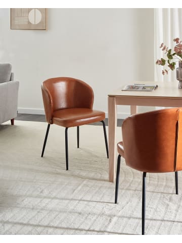 Beliani 2er-Set Esszimmerstuhl ZANA in Braun/Schwarz