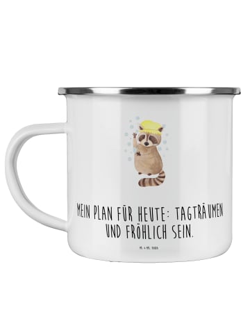 Mr. & Mrs. Panda Blechtasse Waschbär mit Spruch in Weiß