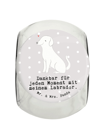 Mr. & Mrs. Panda Leckerli Glas Labrador Moment mit Spruch in Grau Pastell