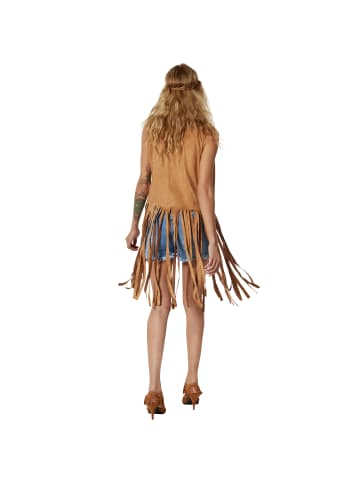 tectake Damenkostüm  Hippie Weste Authentischer Hippie-Look: Braune Weste mit tollen Acc