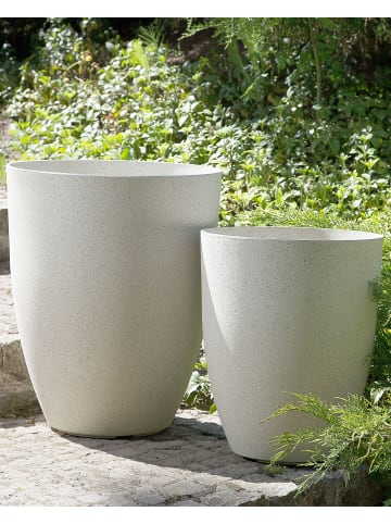 Beliani 2-tlg Outdoor Blumentopf CROTON in Weiß