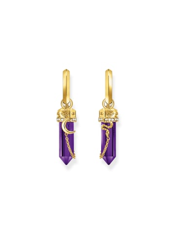 Thomas Sabo Creolen Mit Anhänger Aus Imitiertem Amethyst in gelbgoldfarben, violett, weiß