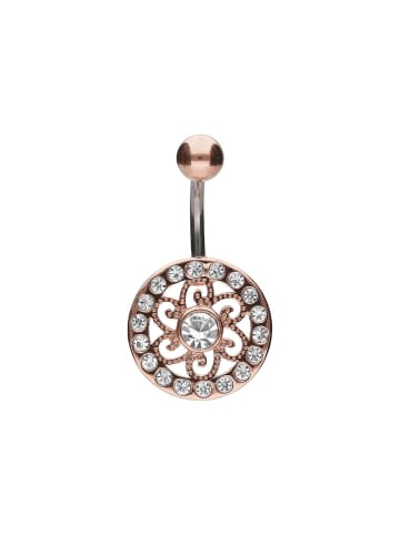 PIERCINGLINE Bauchnabelpiercing Titan "925er Silber Mandala" in Roségoldfarben