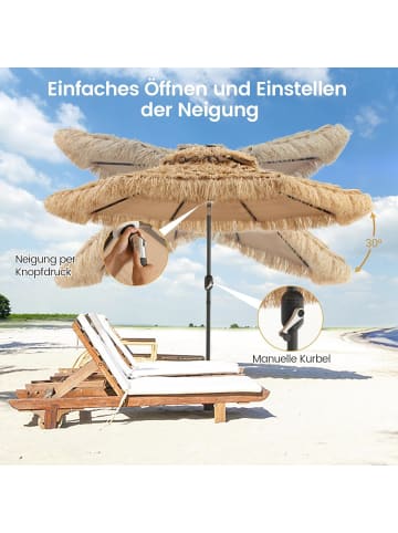 COSTWAY Sonnenschirm Hawaii 270cm mit LED in Braun