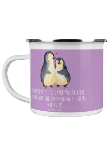 Mr. & Mrs. Panda Emaille Tasse 10. Hochzeitstag Rosenhochzeit mi... in Lavendeltraum