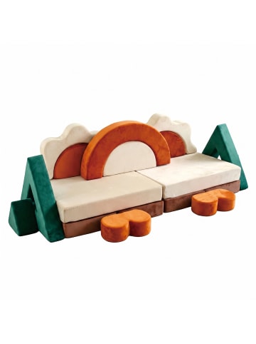 relaxdays 18tlg. Kinder-Spielsofa Set "Samt" in Bunt - (B)194 x (H)53 x (T)66 cm