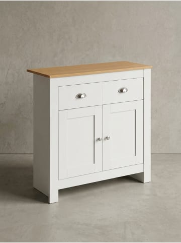 KADIMA DESIGN Modernes Sideboard, 2 Schubladen, Eiche/Weiß, Melaminharzbeschichtung