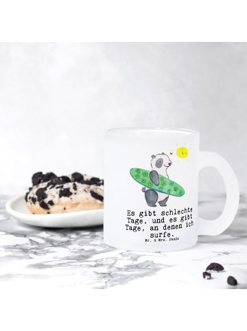 Mr. & Mrs. Panda Tasse Panda Surfen mit Spruch in Transparent