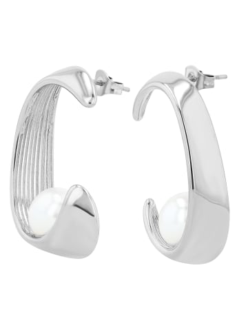 Adeliás Damen Ohrringe aus Edelstahl mit Perle in silber