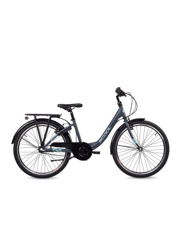 S'COOL Kinderfahrrad - chiX 24 Zoll 3-Gang | ab 8 Jahre - Dark Grey/Aqua
