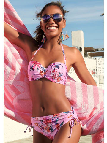 Sunseeker Bügel-Bandeau-Bikini-Top in rosa-bedruckt