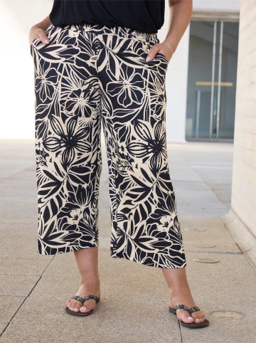 sheego Culotte in schwarz-sand-bedruckt