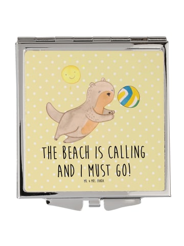 Mr. & Mrs. Panda Frauenspiegel Sommer Meer Strand mit Spruch in Gelb Pastell
