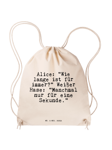 Mr. & Mrs. Panda Sportbeutel AliZeichen: "Wie lange ist... mit Spruch in Creme
