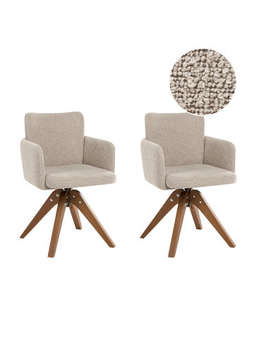 Beliani 2er-Set Esszimmerstuhl EVELYN in Beige/Braun