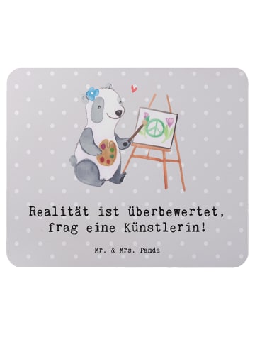 Mr. & Mrs. Panda Mauspad Künstlerin Traum mit Spruch in Grau Pastell