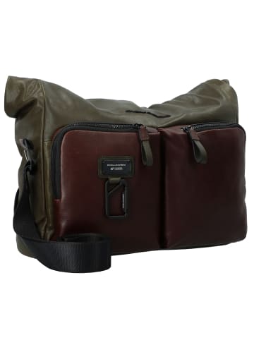 Piquadro Harper Umhängetasche Leder 34 cm Laptopfach in green-dark brown