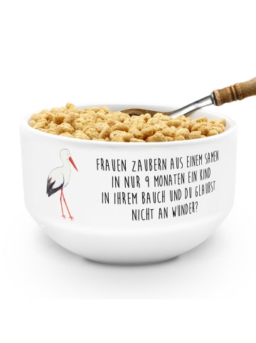 Mr. & Mrs. Panda schale Storch mit Spruch in Weiß