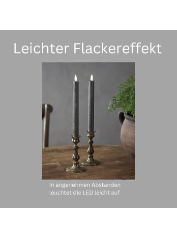 Novaliv Stabkerzen LED mit Timer GRAU 6 Stück indoor - 6 Stunden - ECHTWACHS 2 in Grau