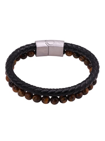 Steel_Art Lederarmband Herren Jasper schwarz farben in Schwarz