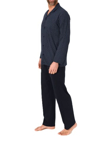 NORMANN Langarm Schlafanzug Pyjama zum durchknöpfen 125 101 90 512 in navy