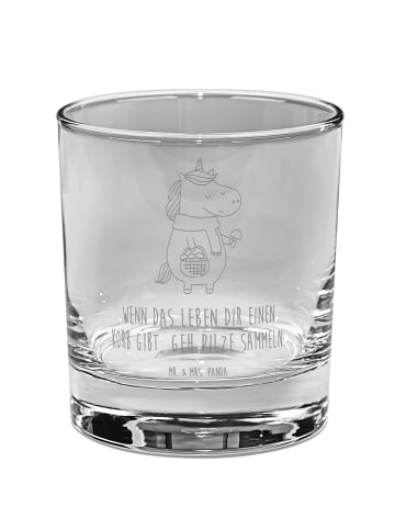 Mr. & Mrs. Panda Whiskey Glas Einhorn Pilz mit Spruch in Transparent