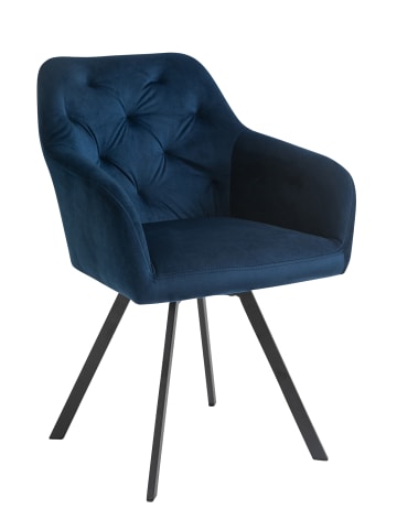 SalesFever Polsterstuhl modern 360° drehbar mit Steppung Samtoptik in Blau
