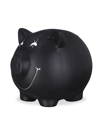 relaxdays 2x Sparschwein in Schwarz - (B)17 x (H)14 x (T)13 cm