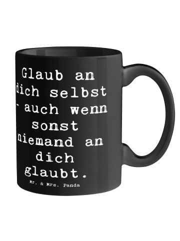 Mr. & Mrs. Panda Tasse Glaube an dich selbst mit Spruch in Schwarz
