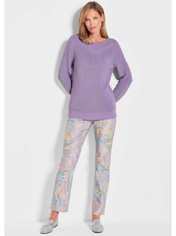 GOLDNER Strickpullover Eleganter Rippenstrick mit U-Boot-Ausschnitt in flieder