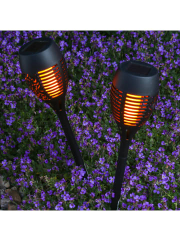 MARELIDA 2er Set LED Solar Gartenfackel mit Flammeneffekt H: 40cm in schwarz